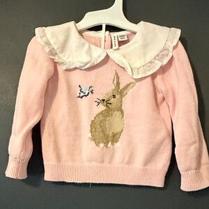 Janie and Jack Pink Sweater with Bunny Design